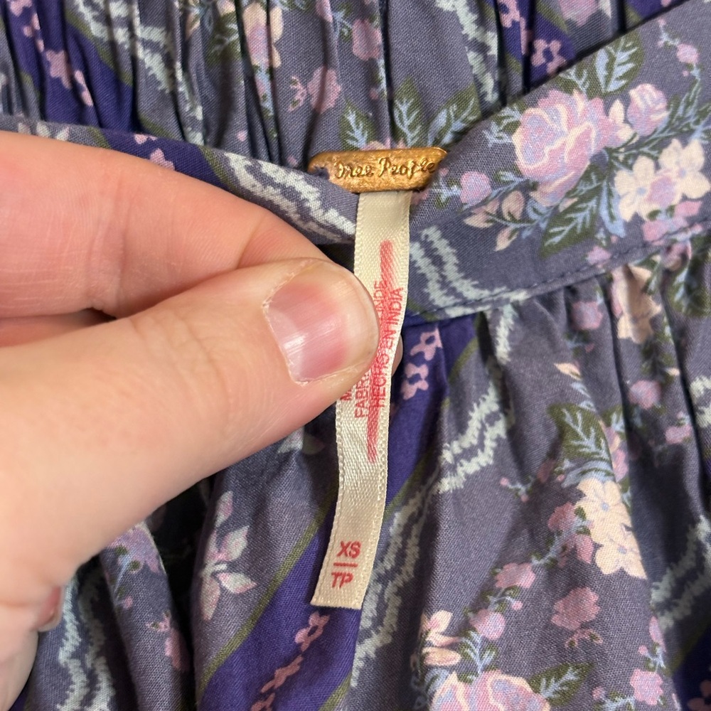 Free People Gaia Printed Blue Floral Flared Mini Skirt Size XS - Picture 7 of 9